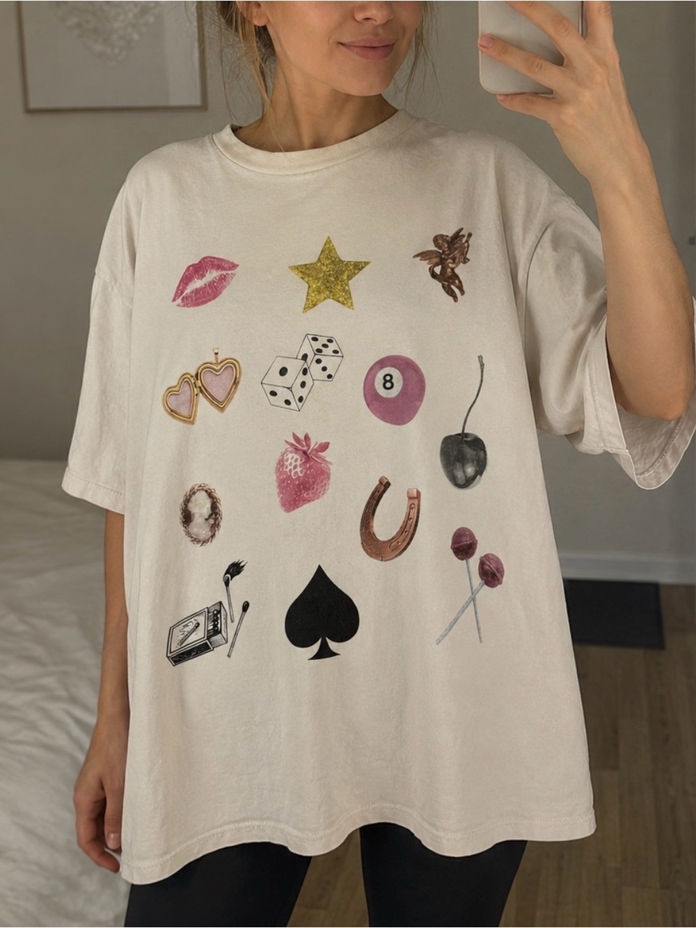 wild fable Cream Graphic Tee with Gold Accent